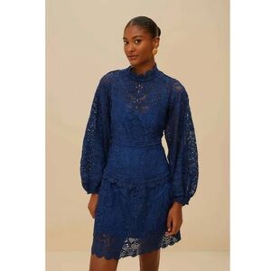 farm rio crochet wrap dress FARM RIO Crochet-trimmed floral-print cotton midi wrap dress